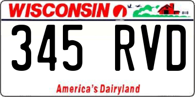 WI license plate 345RVD