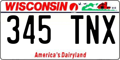 WI license plate 345TNX