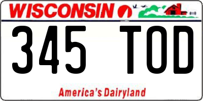 WI license plate 345TOD