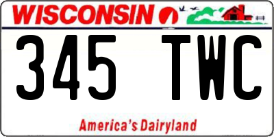 WI license plate 345TWC