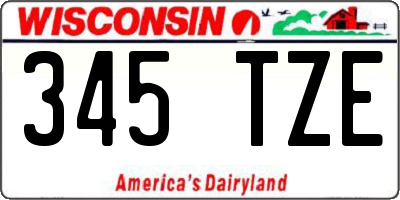 WI license plate 345TZE