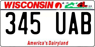 WI license plate 345UAB