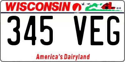 WI license plate 345VEG