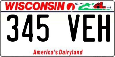 WI license plate 345VEH