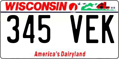 WI license plate 345VEK