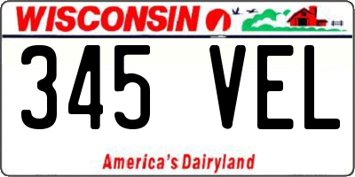 WI license plate 345VEL