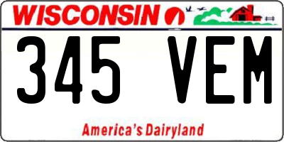 WI license plate 345VEM
