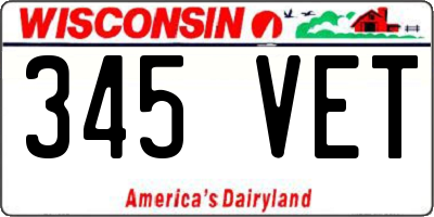 WI license plate 345VET