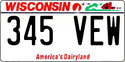 WI license plate 345VEW