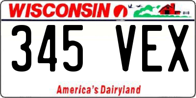 WI license plate 345VEX