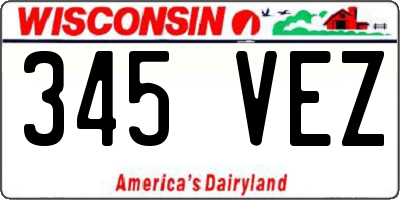 WI license plate 345VEZ
