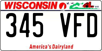 WI license plate 345VFD