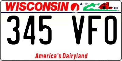 WI license plate 345VFO