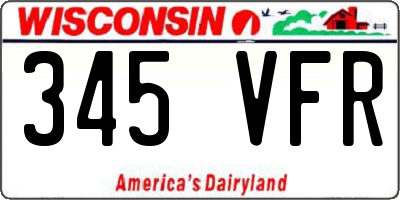 WI license plate 345VFR