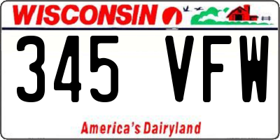 WI license plate 345VFW