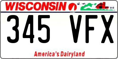 WI license plate 345VFX