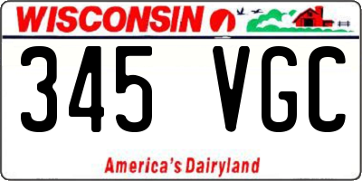 WI license plate 345VGC