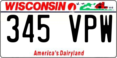 WI license plate 345VPW