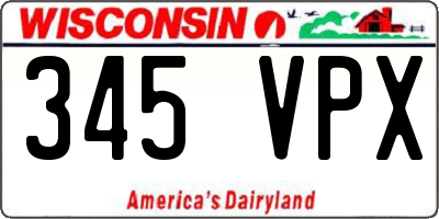 WI license plate 345VPX