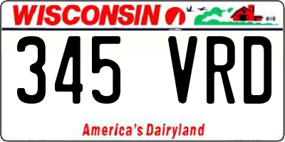 WI license plate 345VRD