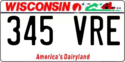 WI license plate 345VRE
