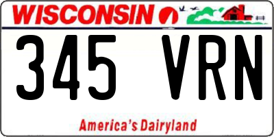 WI license plate 345VRN