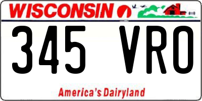 WI license plate 345VRO