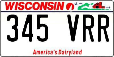 WI license plate 345VRR
