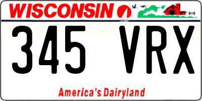 WI license plate 345VRX