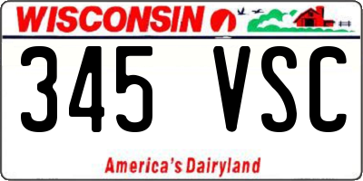 WI license plate 345VSC