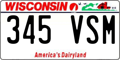 WI license plate 345VSM