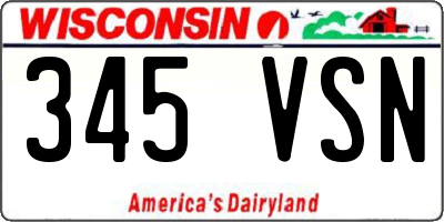 WI license plate 345VSN