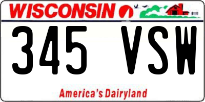 WI license plate 345VSW