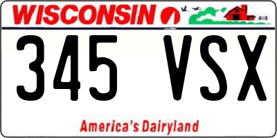 WI license plate 345VSX