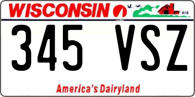 WI license plate 345VSZ
