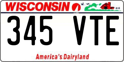 WI license plate 345VTE