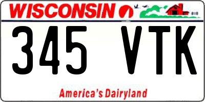 WI license plate 345VTK
