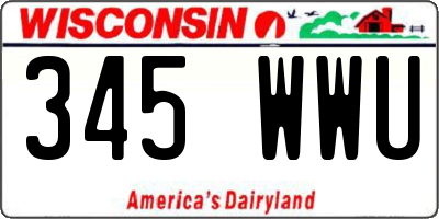 WI license plate 345WWU