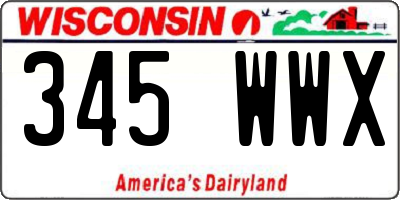 WI license plate 345WWX