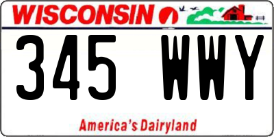 WI license plate 345WWY