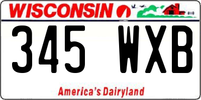 WI license plate 345WXB