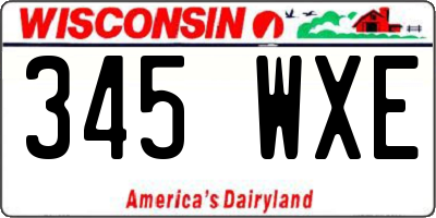 WI license plate 345WXE