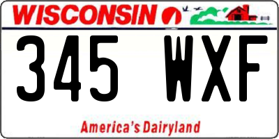WI license plate 345WXF