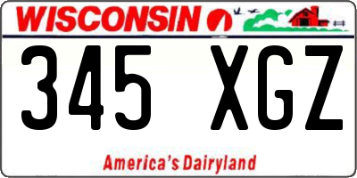 WI license plate 345XGZ