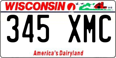 WI license plate 345XMC
