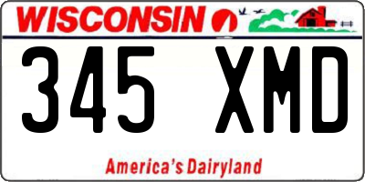 WI license plate 345XMD