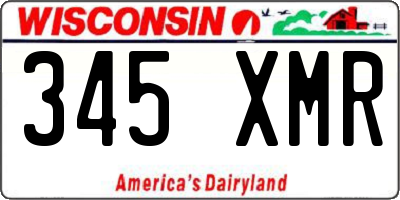 WI license plate 345XMR