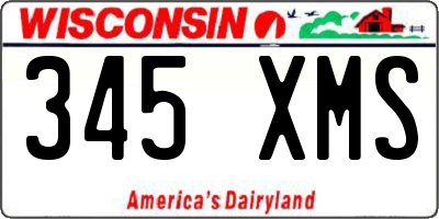 WI license plate 345XMS