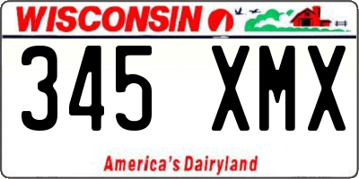 WI license plate 345XMX