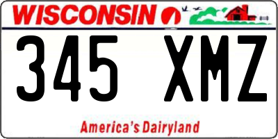 WI license plate 345XMZ